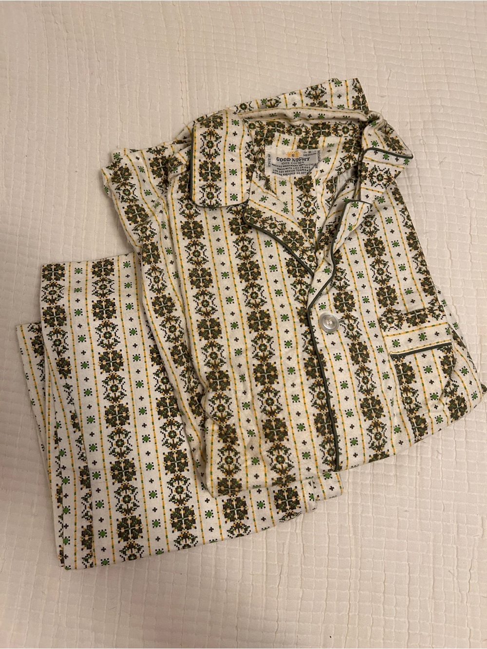 Vintage Men’s Stripe Printed Cotton Pajama Set